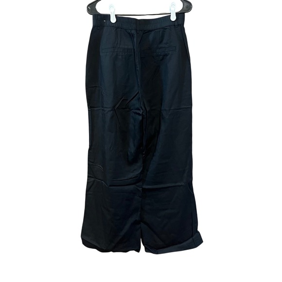 Abercrombie & Fitch Sloane Tailored Wide Leg Pants Trousers Black Medium M linen - Picture 6 of 8